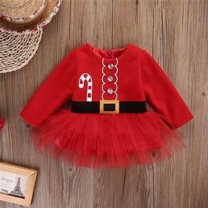 Baby Girl Christmas Stick Long-sleeve Tulle Dress